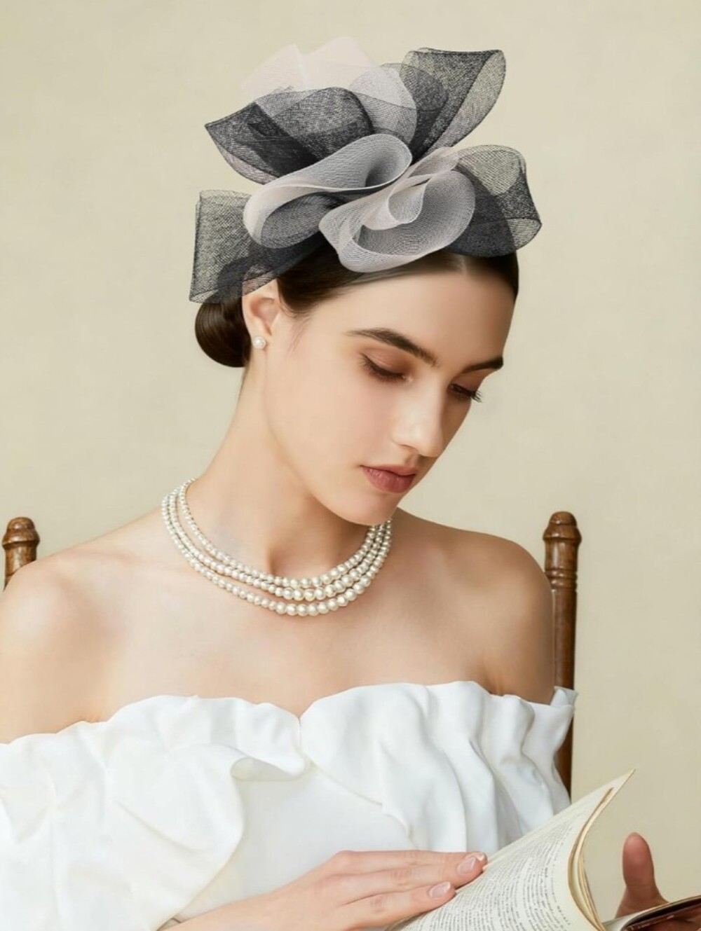NEW! Black & White Mesh Fascinator Hat